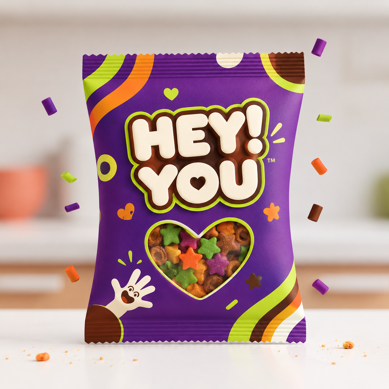 Hey! You Crunch Sticks in their current purple product packaging